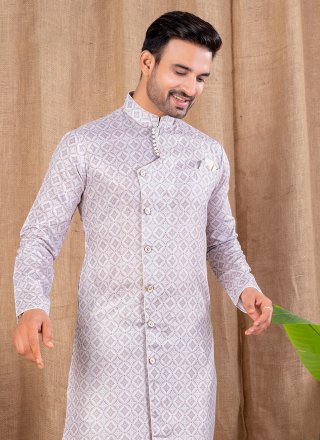 Cotton Silk Indo Western In Purple Color