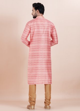 Cotton Silk Kurta Pyjama with Jacquard Work