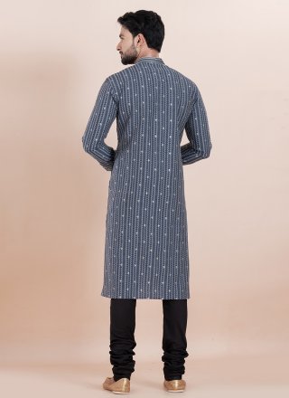 Cotton Silk Kurta Pyjama with Jacquard Work