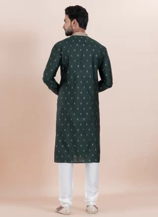 Cotton Silk Kurta Pyjama with Jacquard Work