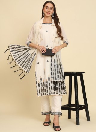 Cotton Silk Readymade Salwar Suit with Embroidered Work
