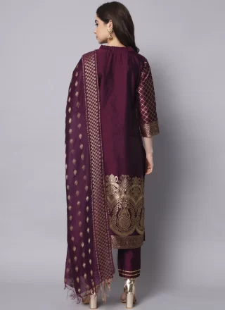 Cotton Silk Readymade Style In Purple Color