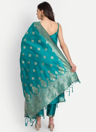Cotton Silk Trendy Suit In Blue and Rama Color