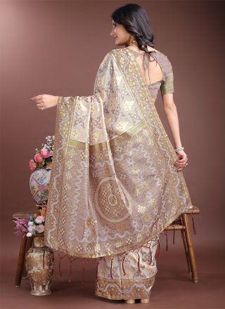 Cotton Trendy Saree In Brown Color