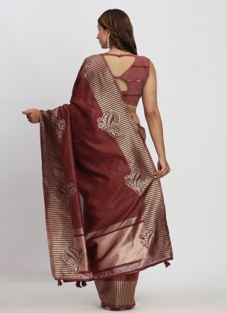 Cotton Trendy Saree In Maroon Color