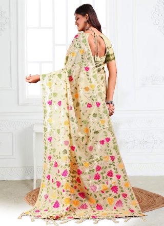 Cotton Trendy Saree In Off White Color