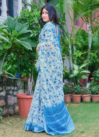 Cotton Trendy Saree with Digital Print Work