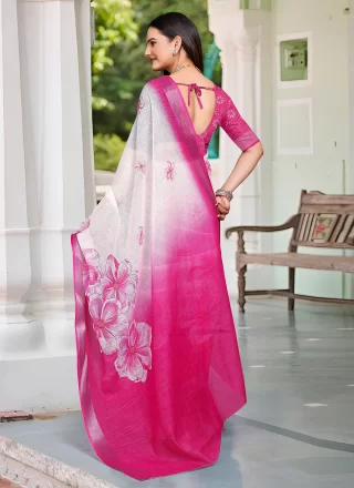 Cotton Trendy Saree with Patch Border and Digital Print Work
