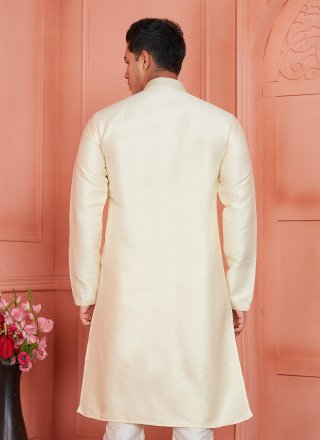 Cream Brocade Kurta Pyjama with