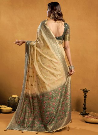 Cream Cotton Trendy Saree with Weaving and Zari Work