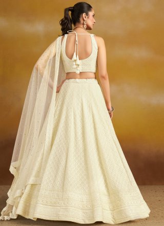 Cream Georgette Lehenga Choli