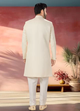 Cream Jacquard Indo Western