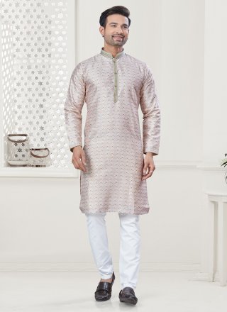 Cream Silk Digital Print Work Kurta Pyjama
