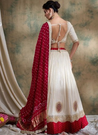 Cream Tissue Lehenga Choli