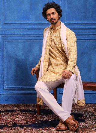 Cream Viscose Kurta Pyjama