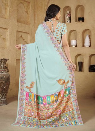Crepe Silk Classic Sari with Digital Print and Foil Print Work