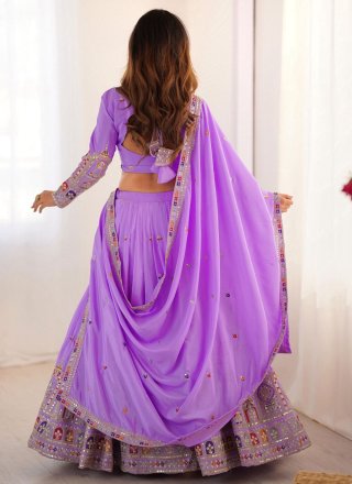 Crepe Silk Lehenga Choli In Lavender Color
