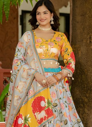 Crepe Silk Readymade Lehenga Choli In Grey and Lavender