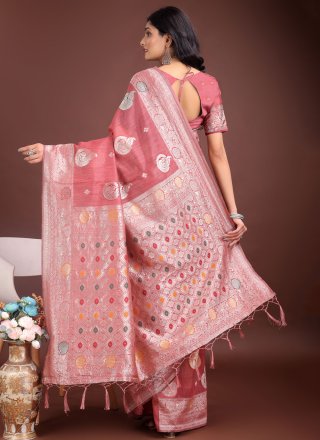 Crimson Cotton Trendy Saree with Jacquard Work