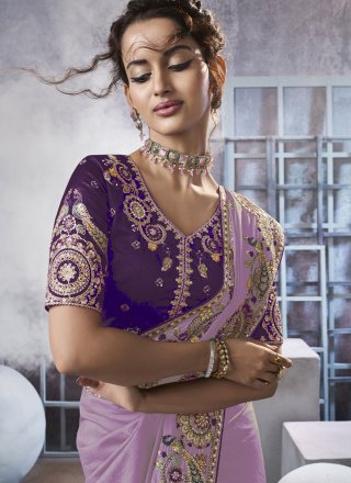Crush Trendy Saree In Lavender Color