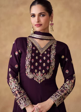 Customary Purple Chinon Gown