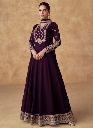 Customary Purple Chinon Gown
