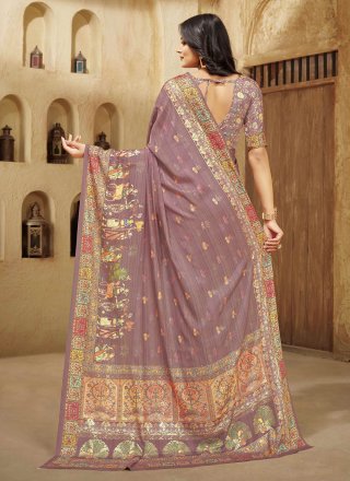 Delectable Pink Crepe Silk Trendy Saree