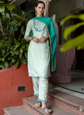 Delightsome Aqua Blue Cotton Readymade Style
