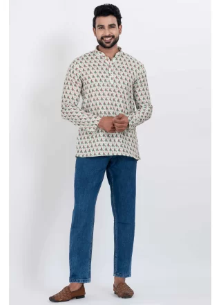 Demure Multi Colour Cotton Short Kurta