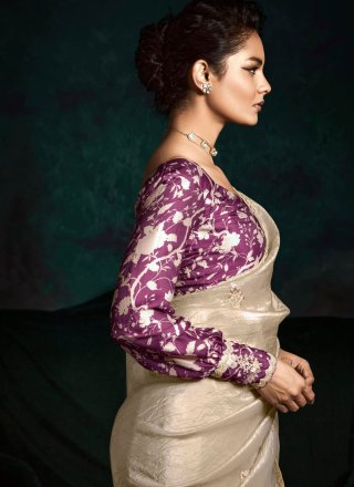 Demure Off White Fancy Fabric Trendy Saree