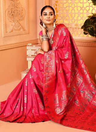 Demure Pink Silk Trendy Saree