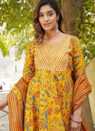 Deserving Yellow Cotton Salwar Suit