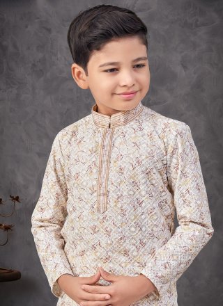Digital Print and Embroidered Work Rayon Kurta Pyjama In Multi Colour