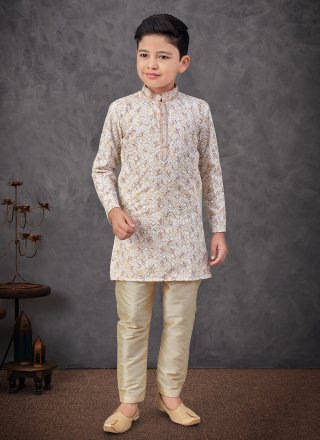 Digital Print and Embroidered Work Rayon Kurta Pyjama In Multi Colour