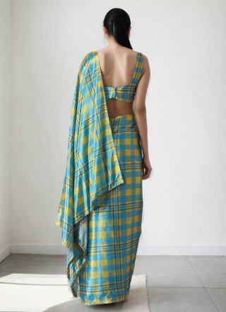 Digital Print Work Chinon Classic Saree In Multi Colour for Casual