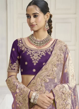 Dignified Purple Tissue Contemporary Saree