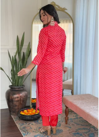 Dignified Red Muslin Salwar Suit