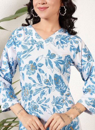 Dignified White Rayon Casual Kurti