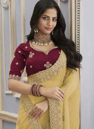 Dignified Yellow Crush Contemporary Sari