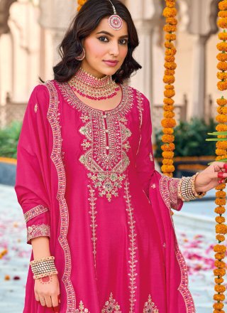 Dilettante Rani Chinon Salwar Suit with Embroidered, Sequins and Zari Work