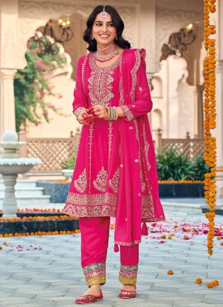 Dilettante Rani Chinon Salwar Suit with Embroidered, Sequins and Zari Work