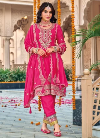 Dilettante Rani Chinon Salwar Suit with Embroidered, Sequins and Zari Work