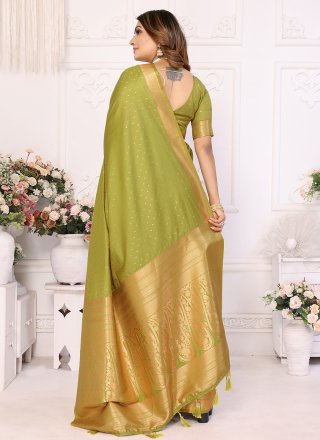 Divine Green Silk Trendy Saree