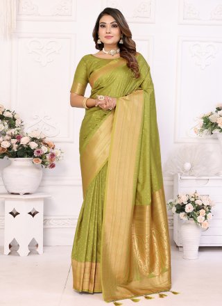 Divine Green Silk Trendy Saree