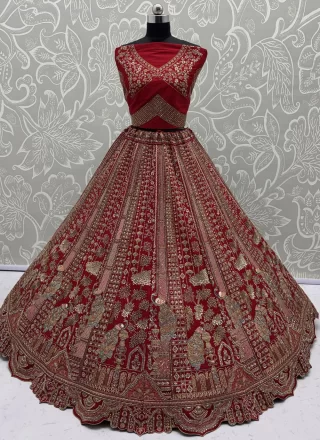 Dori, Embroidered, Sequins, Thread and Zari Work Silk Lehenga Choli In Red for Bridal
