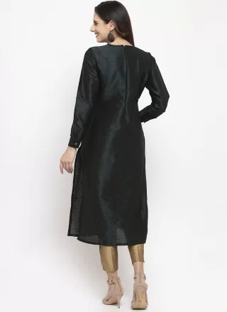 Dupion Silk Designer Kurti In Black