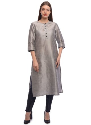 Dupion Silk Designer Kurti In Plain