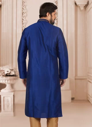 Dupion Silk Kurta Pyjama In Blue Colour