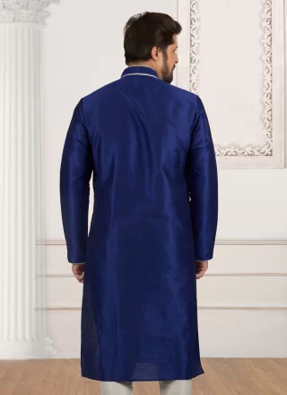 Dupion Silk Kurta Pyjama In Blue Color