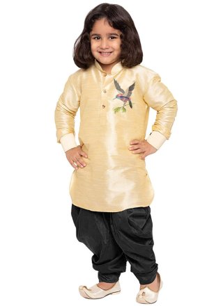 Dupion Silk Kurta Pyjama In Cream